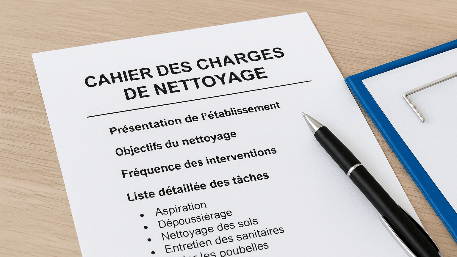 Cahier des charges de nettoyage